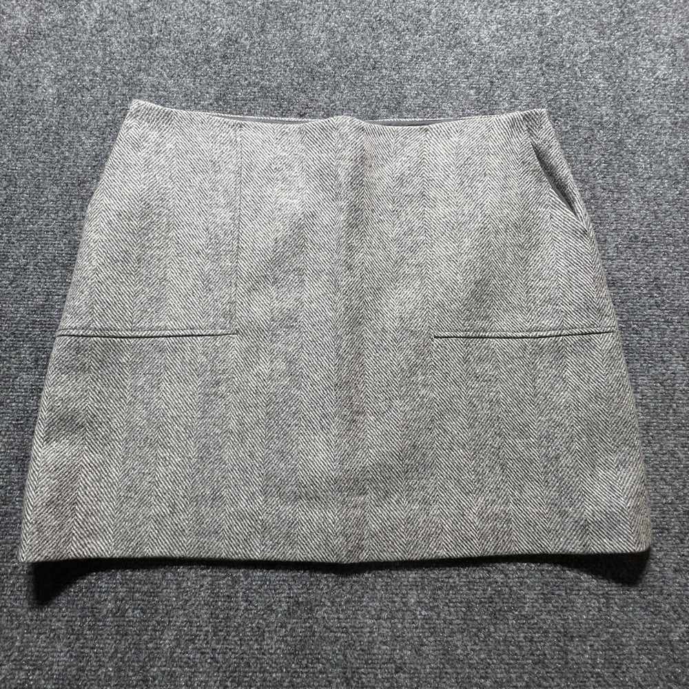 Boden Heritage British Tweed Wool Herringbone Work Skirt Grey 12P A-line
